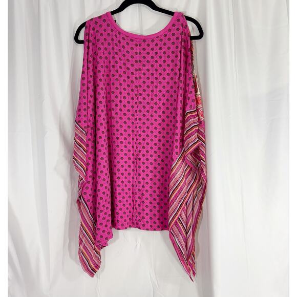 Lane Bryant Pink Paisley Print Cold Shoulder Poncho Top Plus Size 18/20 - Picture 2 of 5